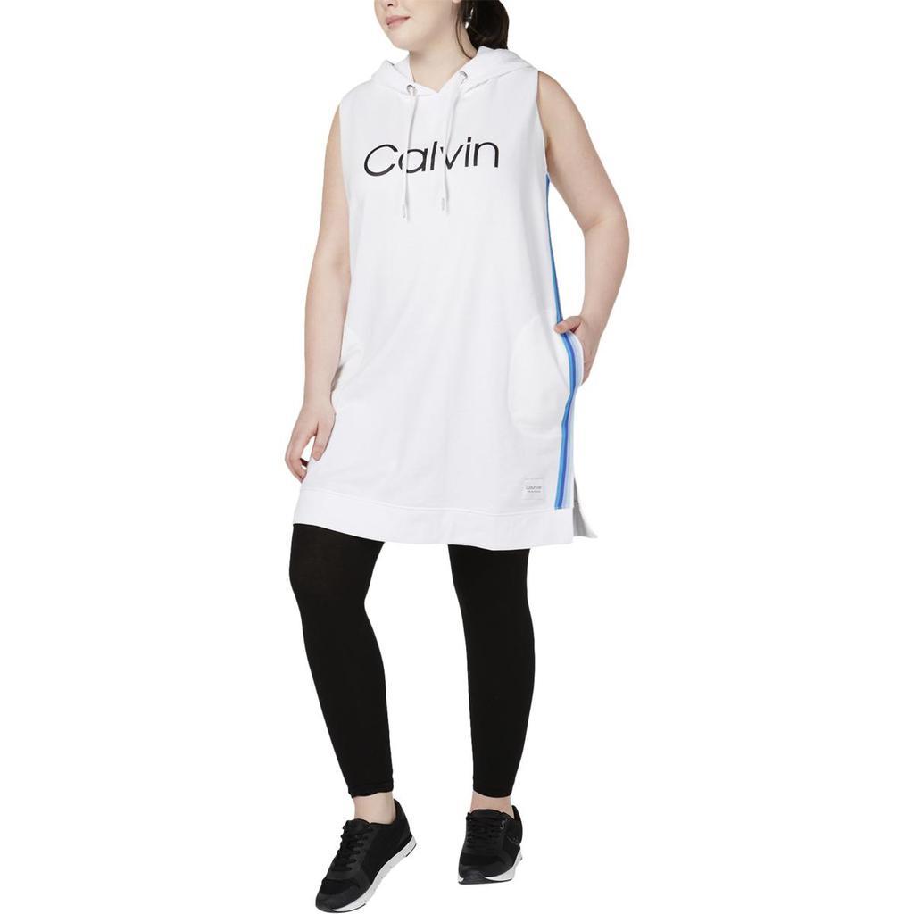 商品Calvin Klein|Calvin Klein Performance Womens Plus Hoodie Ombre Stripe Dress,价格¥296,第1张图片