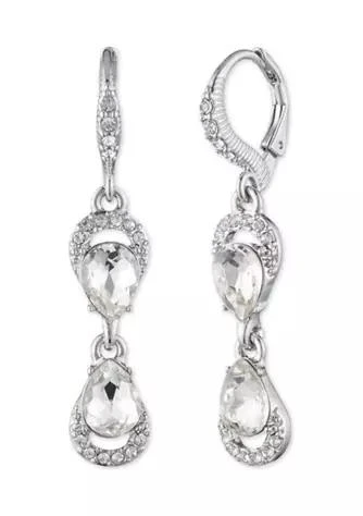 商品Givenchy|Silver Tone Crystal Pear Double Drop Earrings,价格¥338,第1张图片