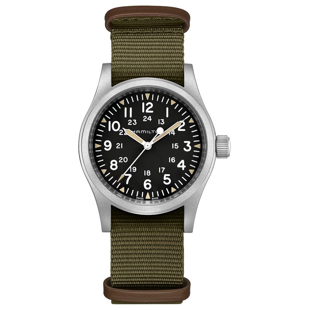 Unisex Swiss Mechanical Khaki Field Green Nato Fabric Strap Watch 38mm商品第1张图片规格展示