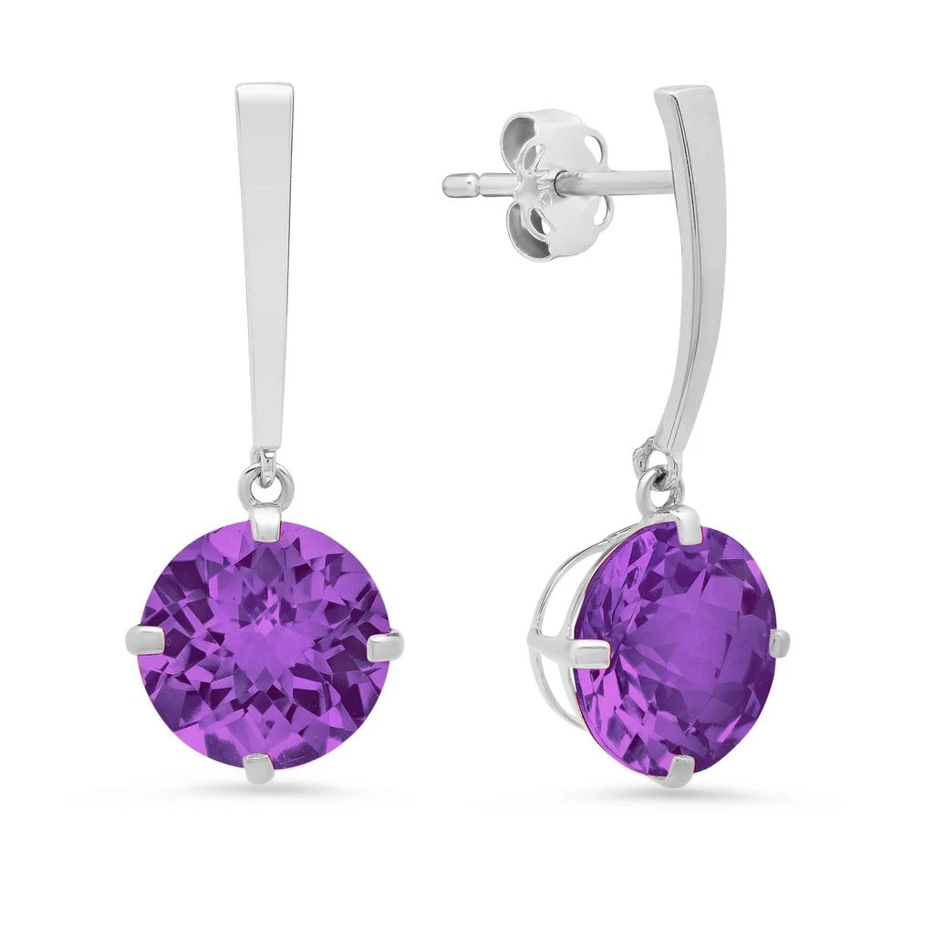 商品MAX + STONE|14k White Gold Solitaire Round-Cut Gemstone Drop Earrings (8mm),价格¥1028,第4张图片详细描述