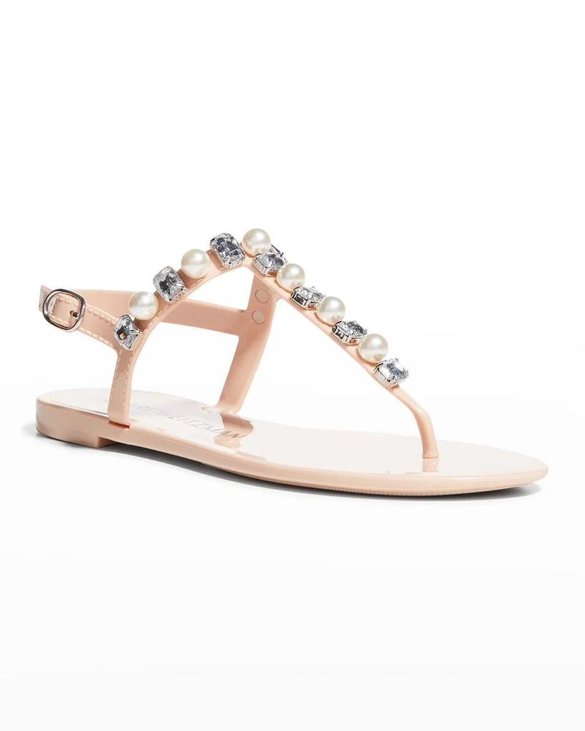 商品Stuart Weitzman|Goldie Jelly Crystal Thong Sandals,价格¥531,第2张图片详细描述