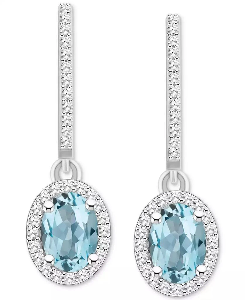 商品Macy's|Aquamarine (1-3/8 ct. t.w.) & Diamond (1/3 ct. t.w.) Leverback Drop Earrings in Sterling Silver,价格¥2486,第3张图片详细描述