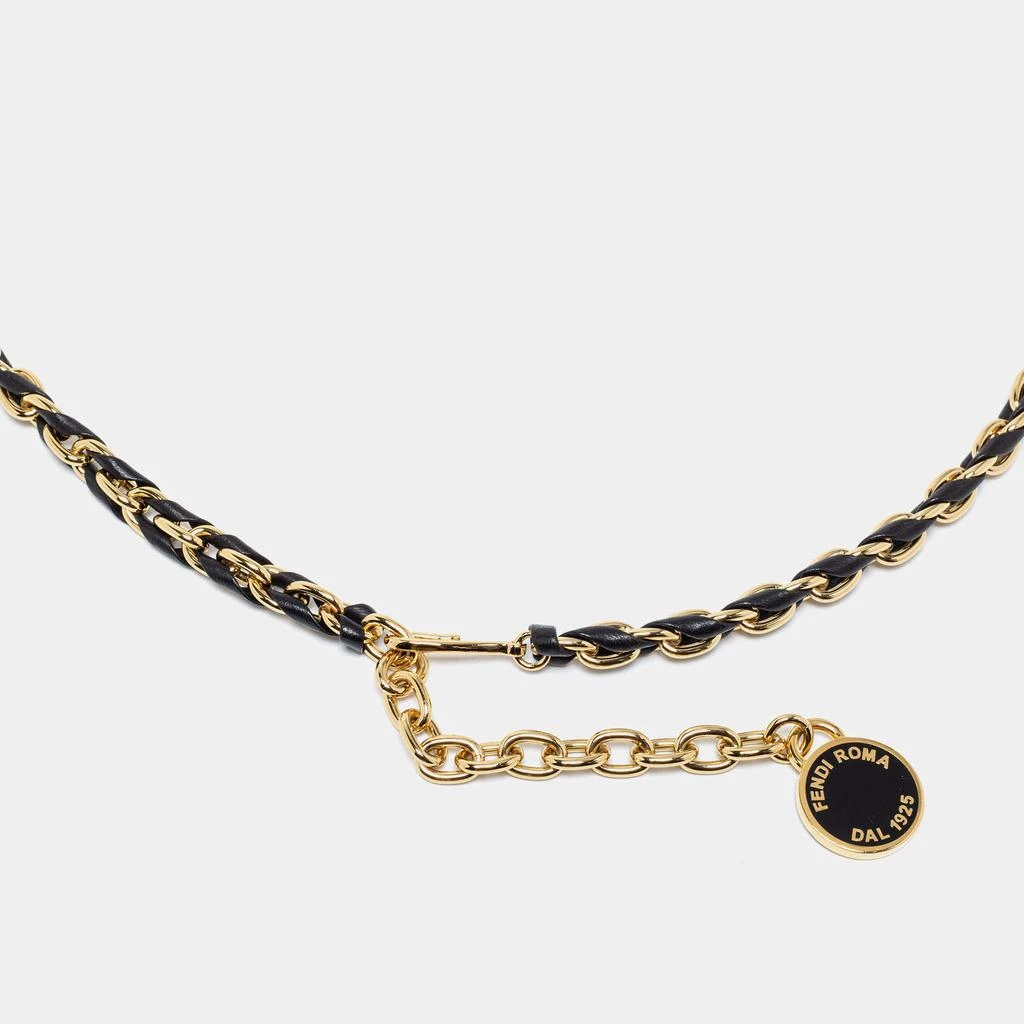 商品[二手商品] Fendi|Fendi Black Leather Chain Logo Waist Belt,价格¥4725,第4张图片详细描述