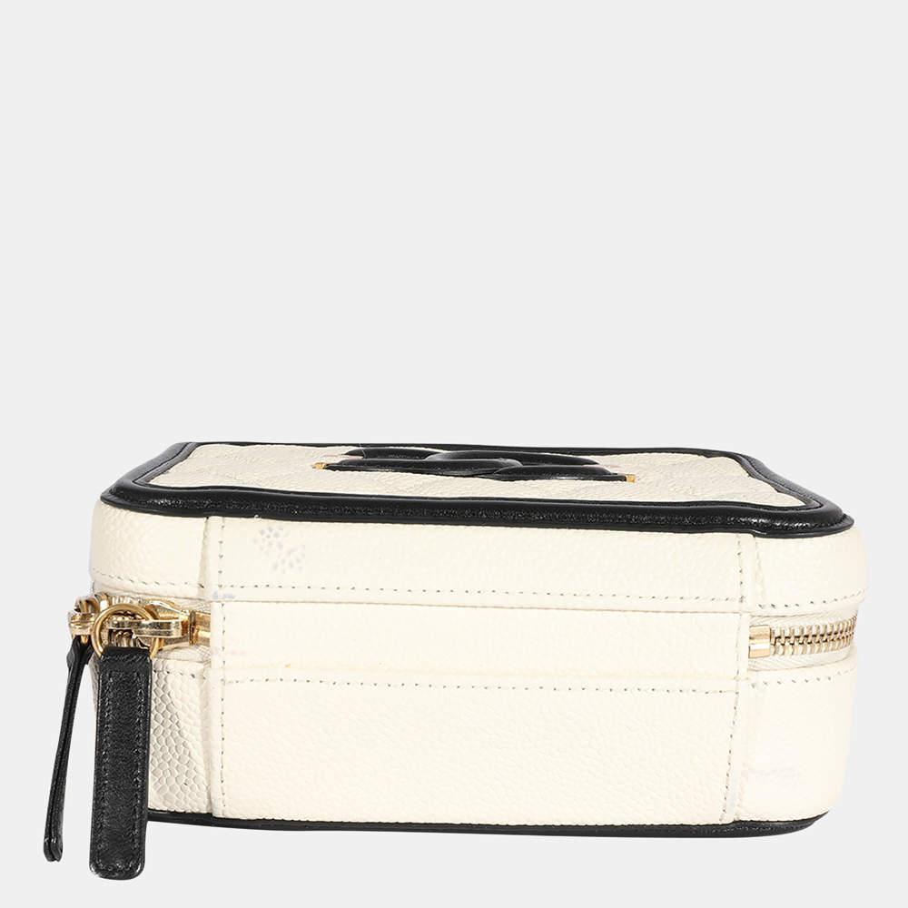 商品[二手商品] Chanel|Chanel White Quilted Caviar Leather Small Filigree Vanity Case Shoulder Bag,价格¥32788,第6张图片详细描述