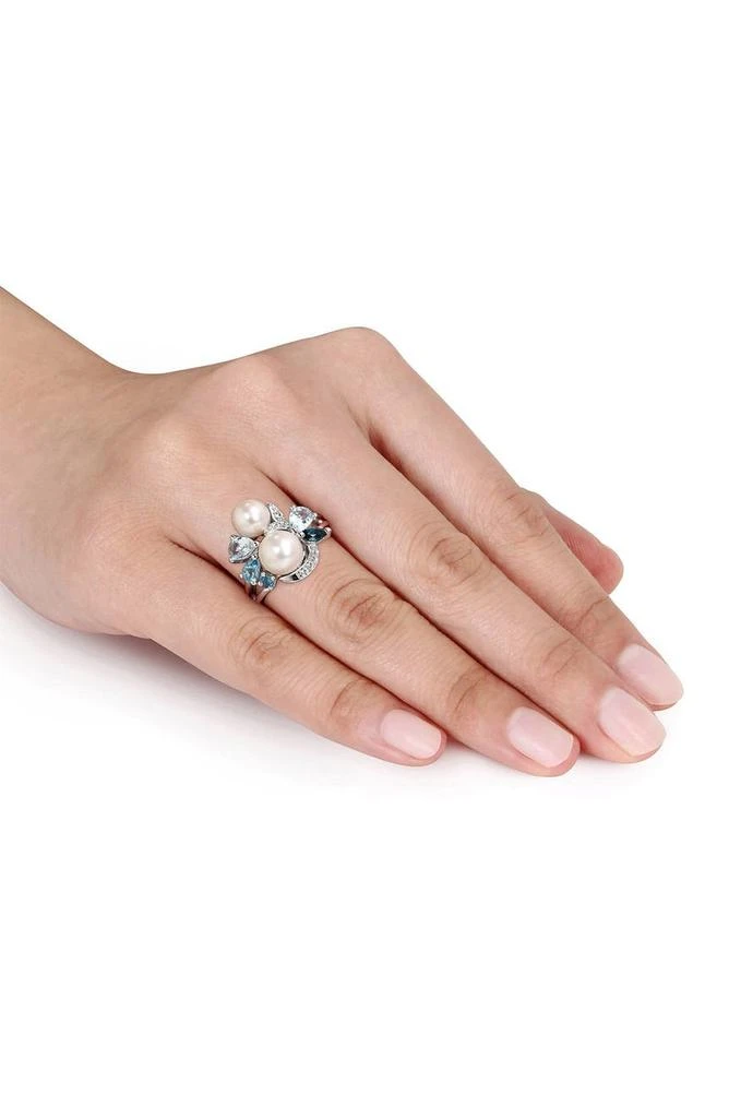 商品DELMAR|White Freshwater Pearl, Created White Sapphire & Mixed Blue Stone Ring,价格¥749,第3张图片详细描述