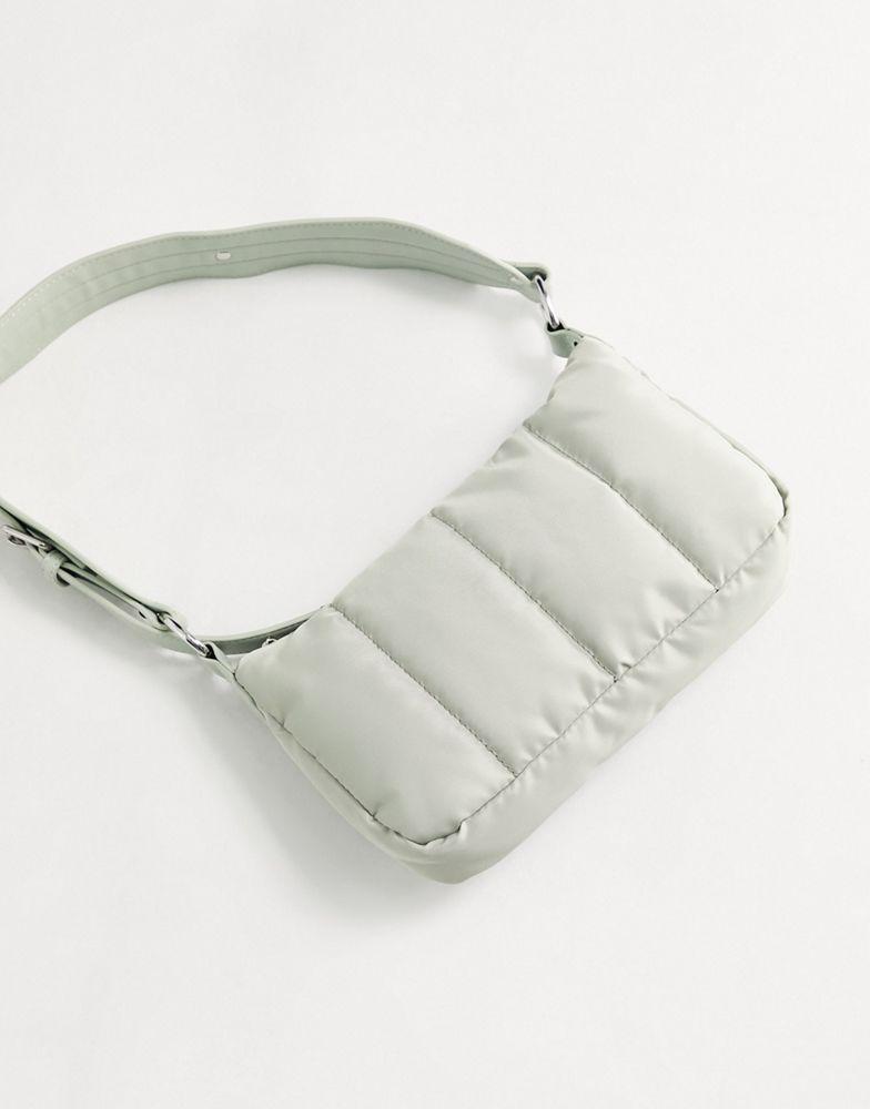 商品ASOS|ASOS DESIGN 90s nylon shoulder bag with quilt in sage,价格¥81,第5张图片详细描述