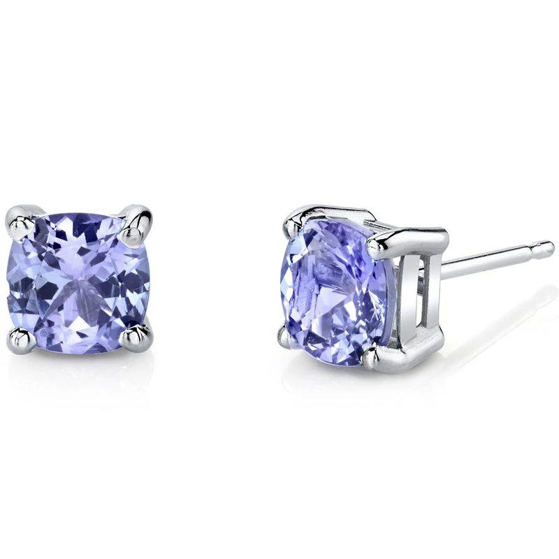 商品Peora|14 Karat White Gold Cushion Cut 2.00 Carats Tanzanite Stud Earrings,价格¥2986,第1张图片