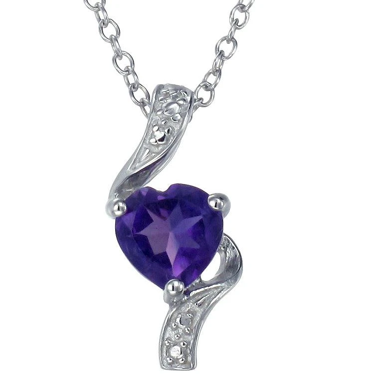 商品Vir Jewels|0.70 cttw Purple Amethyst Pendant Necklace .925 Sterling Silver 6 MM Heart,价格¥322,第5张图片详细描述