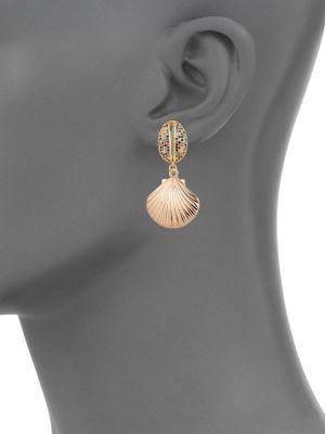 商品Eye Candy LA|Luxe Crystal Shell Drop Earrings,价格¥308,第4张图片详细描述