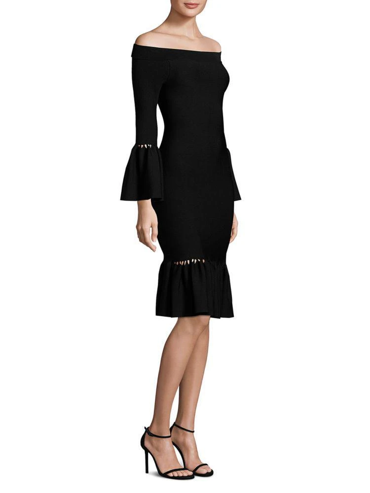 商品Jonathan Simkhai|Knit Off-The-Shoulder Bell Sleeve Dress,价格¥1227,第1张图片