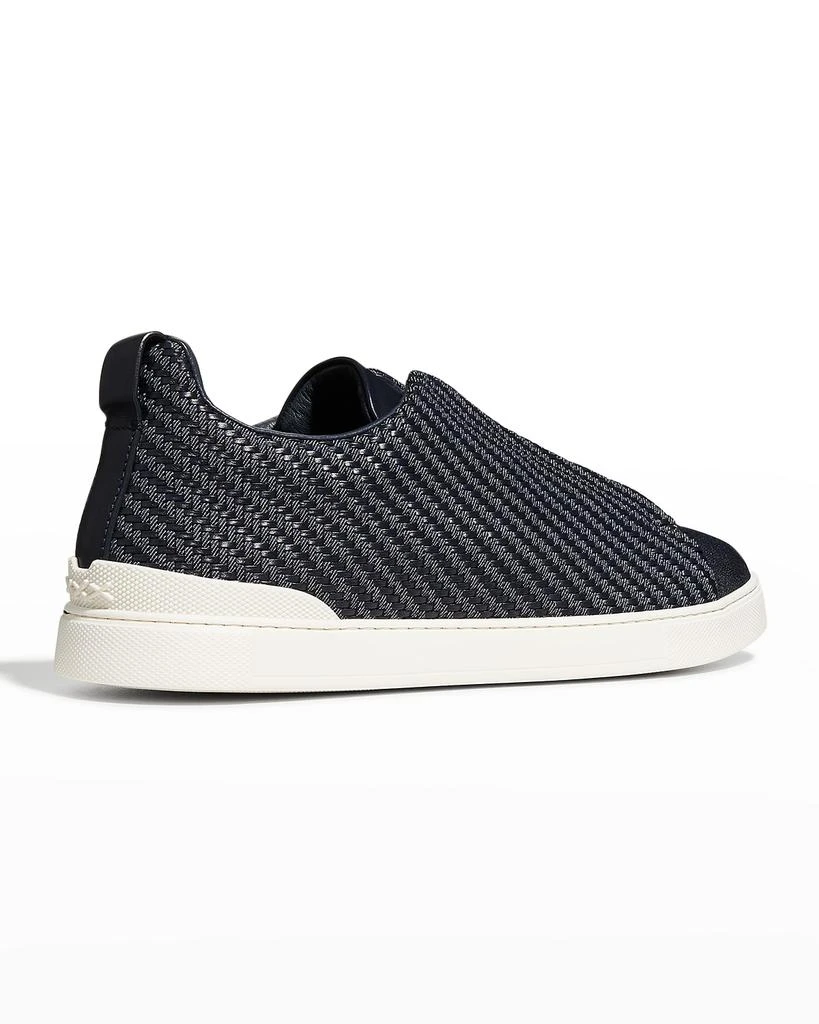 商品Zegna|Men's Woven Denim & Leather Low-Top Sneakers,价格¥8784,第3张图片详细描述
