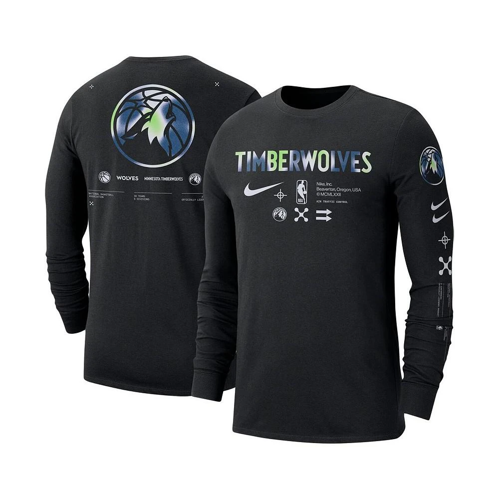 商品NIKE|Men's Black Minnesota Timberwolves Essential Air Traffic Control Long Sleeve T-shirt,价格¥314,第1张图片