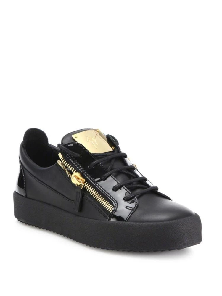 商品Giuseppe Zanotti|Double Zipper & Lace-Up Leather Sneakers,价格¥2492,第1张图片