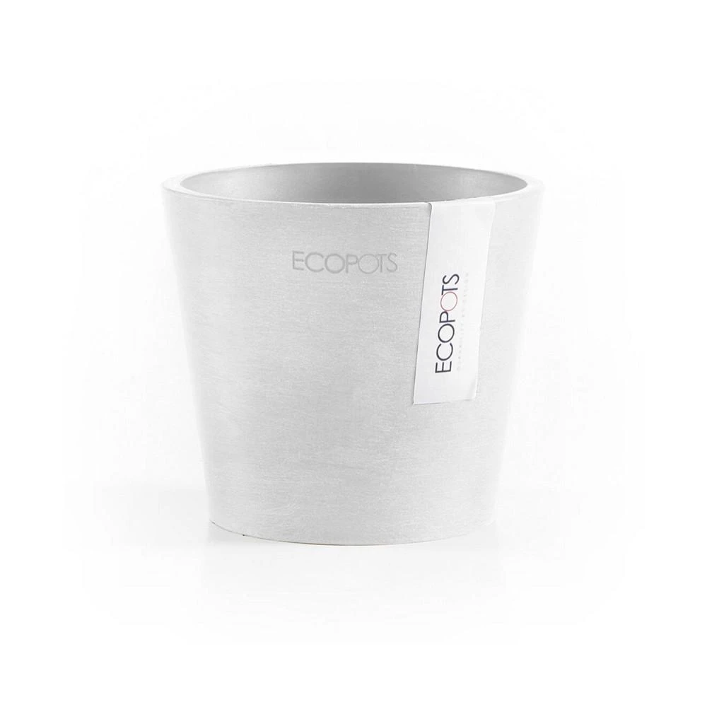 商品ECOPOTS|Amsterdam Round Plastic Flower Pot, Pure White, 4",价格¥82,第1张图片