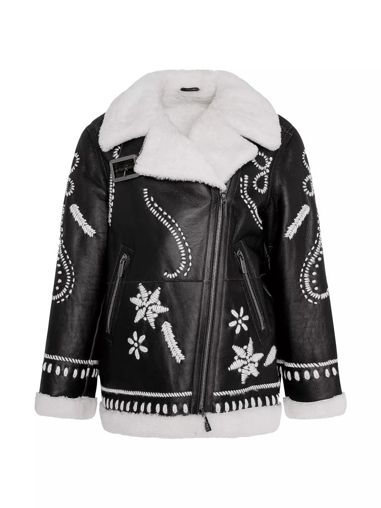 商品Gorski|Select Shearling Lamb Zip Jacket with Wool Embroidery,价格¥14468,第1张图片