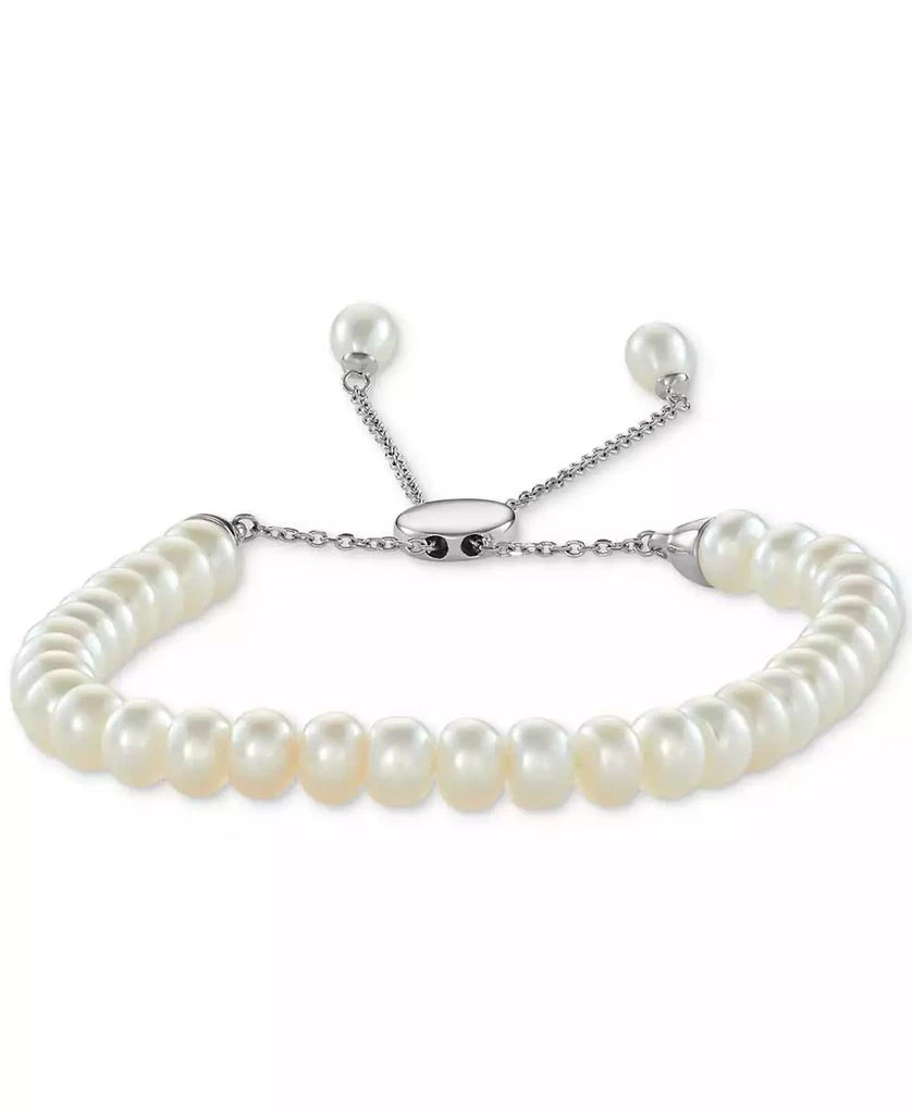 商品Macy's|White Cultured Freshwater Pearl (6-1/2mm) Bolo Bracelet in Sterling Silver (Also in Gray or Pink Cultured Freshwater Pearl),价格¥498,第2张图片详细描述