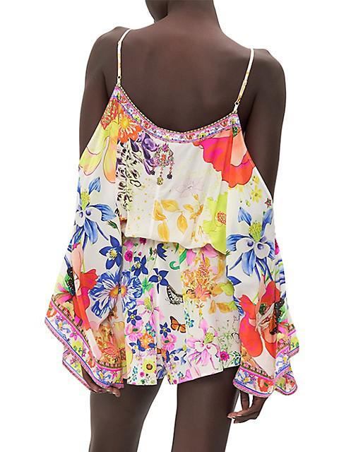 商品Camilla|Silk Floral Drop-Shoulder Romper,价格¥4306,第6张图片详细描述