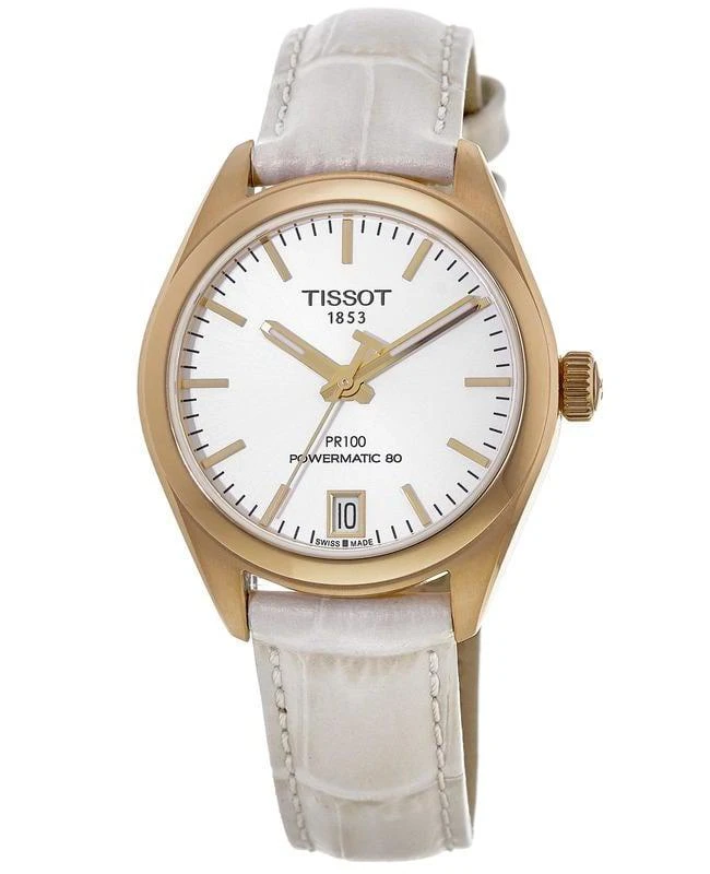 商品Tissot|Tissot PR 100 Powermatic Silver Dial Leather Strap  Women's Watch T101.207.36.031.00,价格¥1868,第1张图片