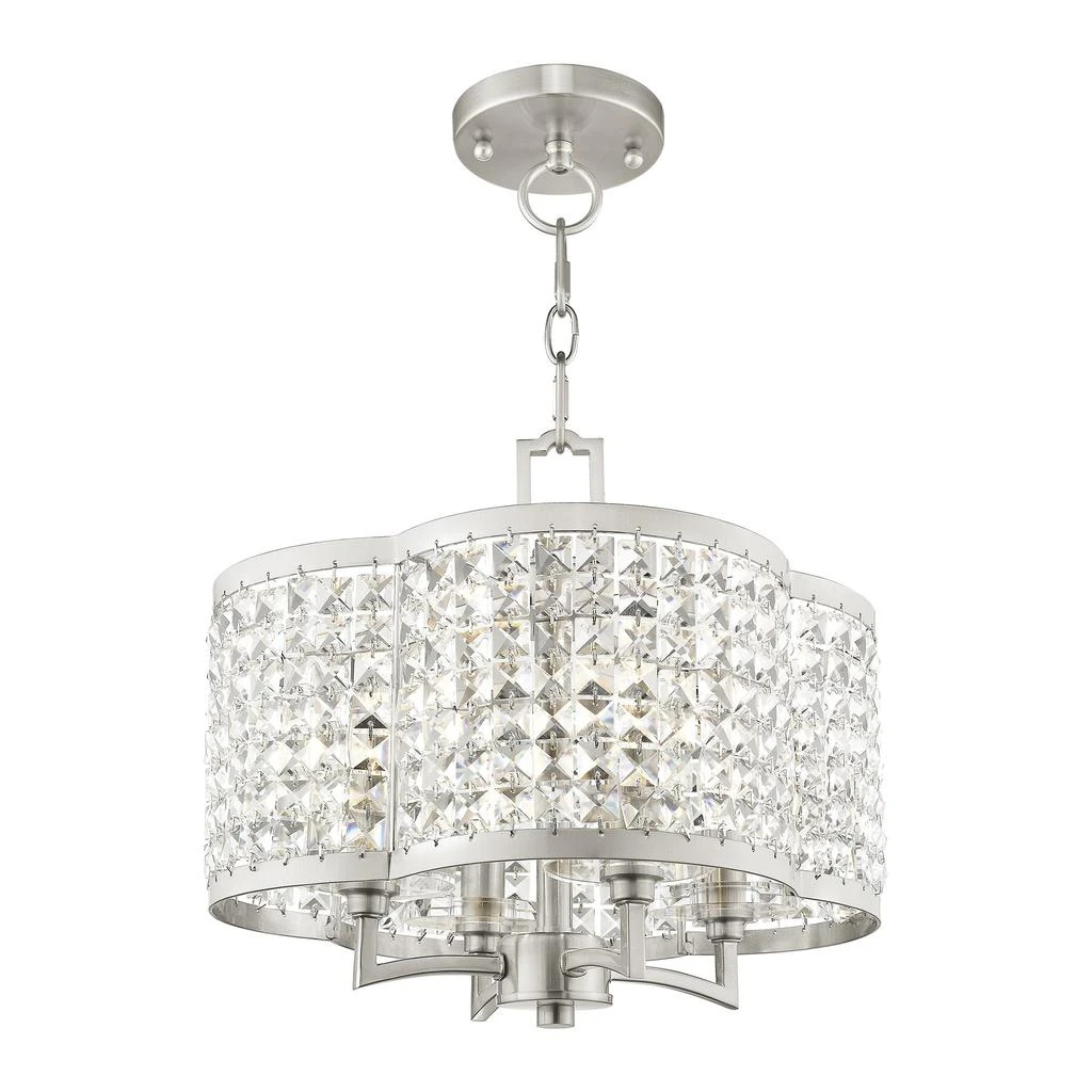 Four Light Brushed Nickel Convertible Mini Chandelier/Ceiling Mount 商品