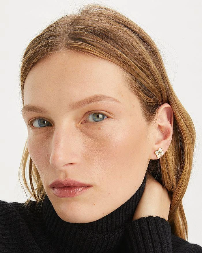 商品Tory Burch|Kira Mother Of Pearl Clover Stud Earrings in Gold Tone,价格¥664,第2张图片详细描述