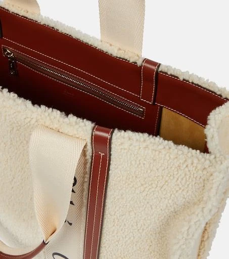 商品Chloé|Woody Large shearling and leather tote,价格¥16283,第3张图片详细描述