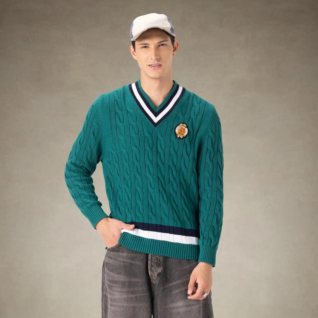 Men's Cotton Cable Knit Cricket Sweater image 2