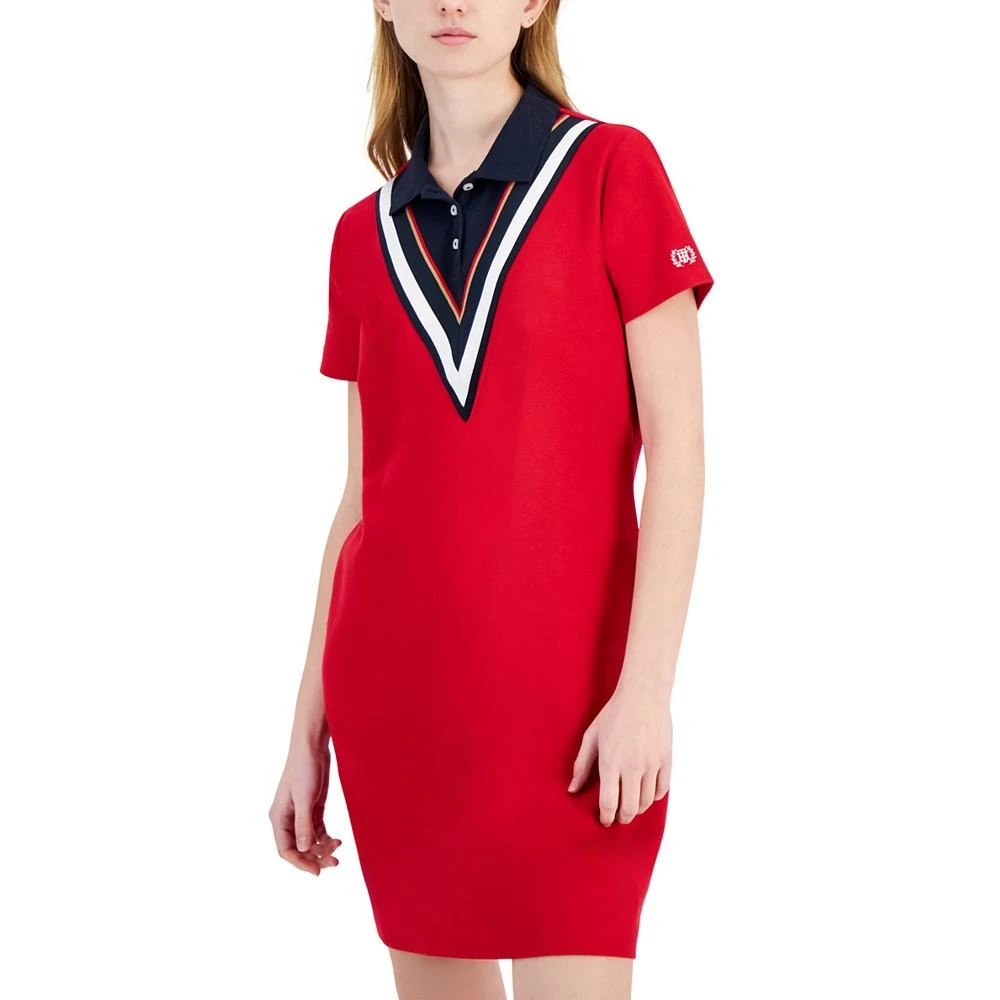 商品Tommy Hilfiger|Women's Chevron Colorblocked Polo Dress,价格¥373,第4张图片详细描述