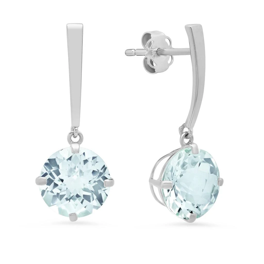 14k White Gold Solitaire Round-Cut Gemstone Drop Earrings (8mm) 商品