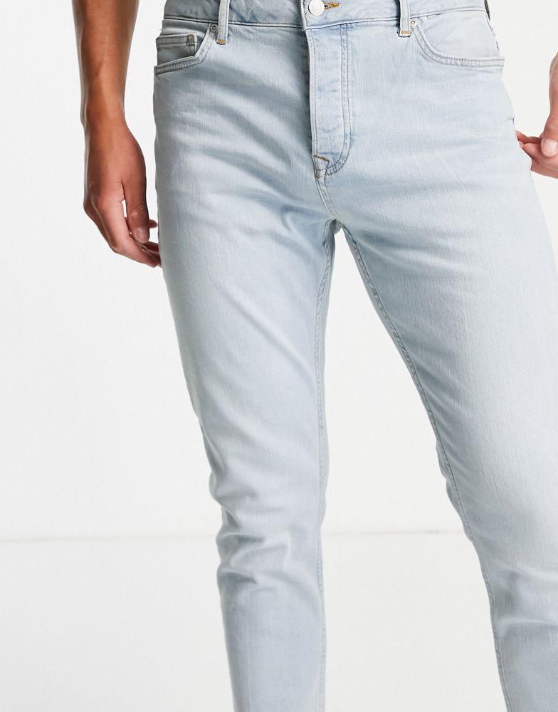 Topman stretch tapered jeans in light wash tint商品第3张图片规格展示