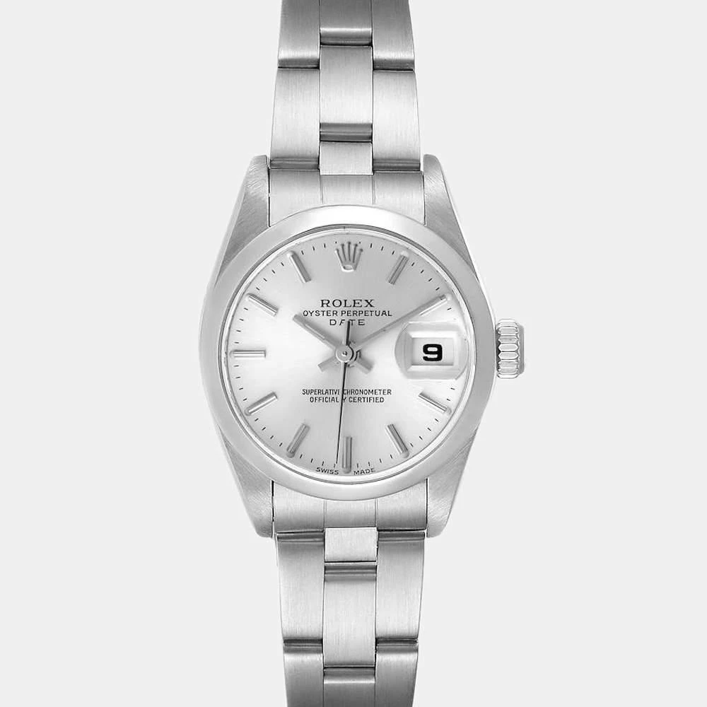 商品[二手商品] Rolex|Rolex Silver Stainless Steel Oyster Perpetual Date 79160 Automatic Women's Wristwatch 26 mm,价格¥34558,第1张图片