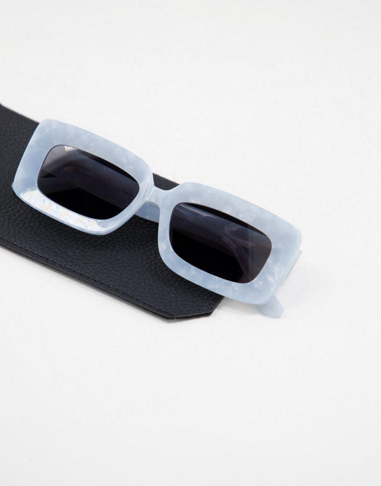 ASOS DESIGN acetate frame mid square sunglasses in baby blue商品第2张图片规格展示