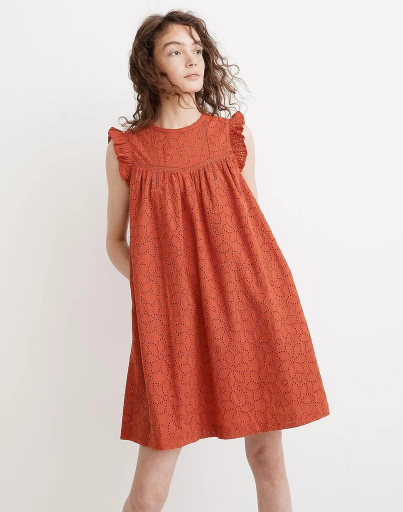 商品Madewell|Eyelet Ruffle-Sleeve Mini Dress,价格¥398,第2张图片详细描述