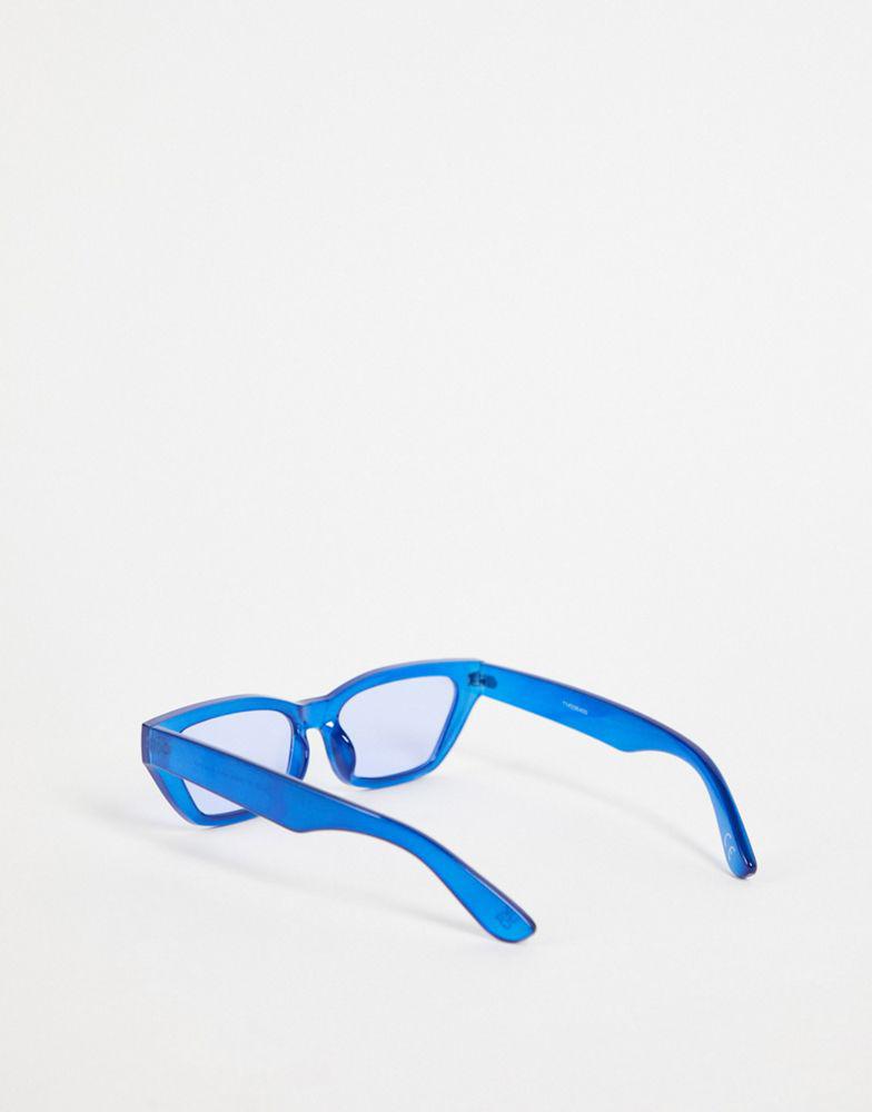 ASOS DESIGN cat eye sunglasses in blue  - MBLUE商品第2张图片规格展示