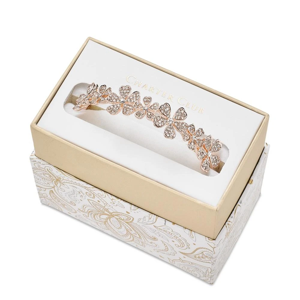 商品Charter Club|Rose Gold-Tone Crystal Flower Bangle Bracelet, Created for Macy's,价格¥66,第2张图片详细描述