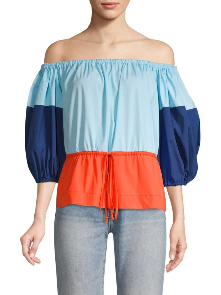 商品Staud|Juillet Colorblock Peasant Top,价格¥483,第2张图片详细描述