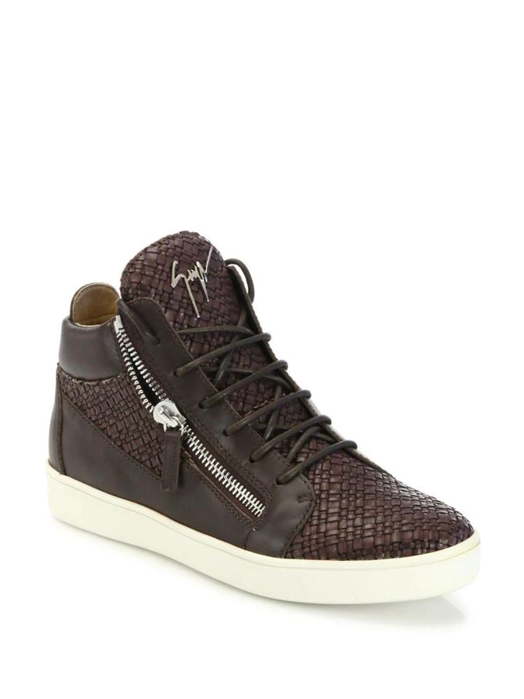 商品Giuseppe Zanotti|Woven Leather Mid-Top Sneakers,价格¥3731,第1张图片