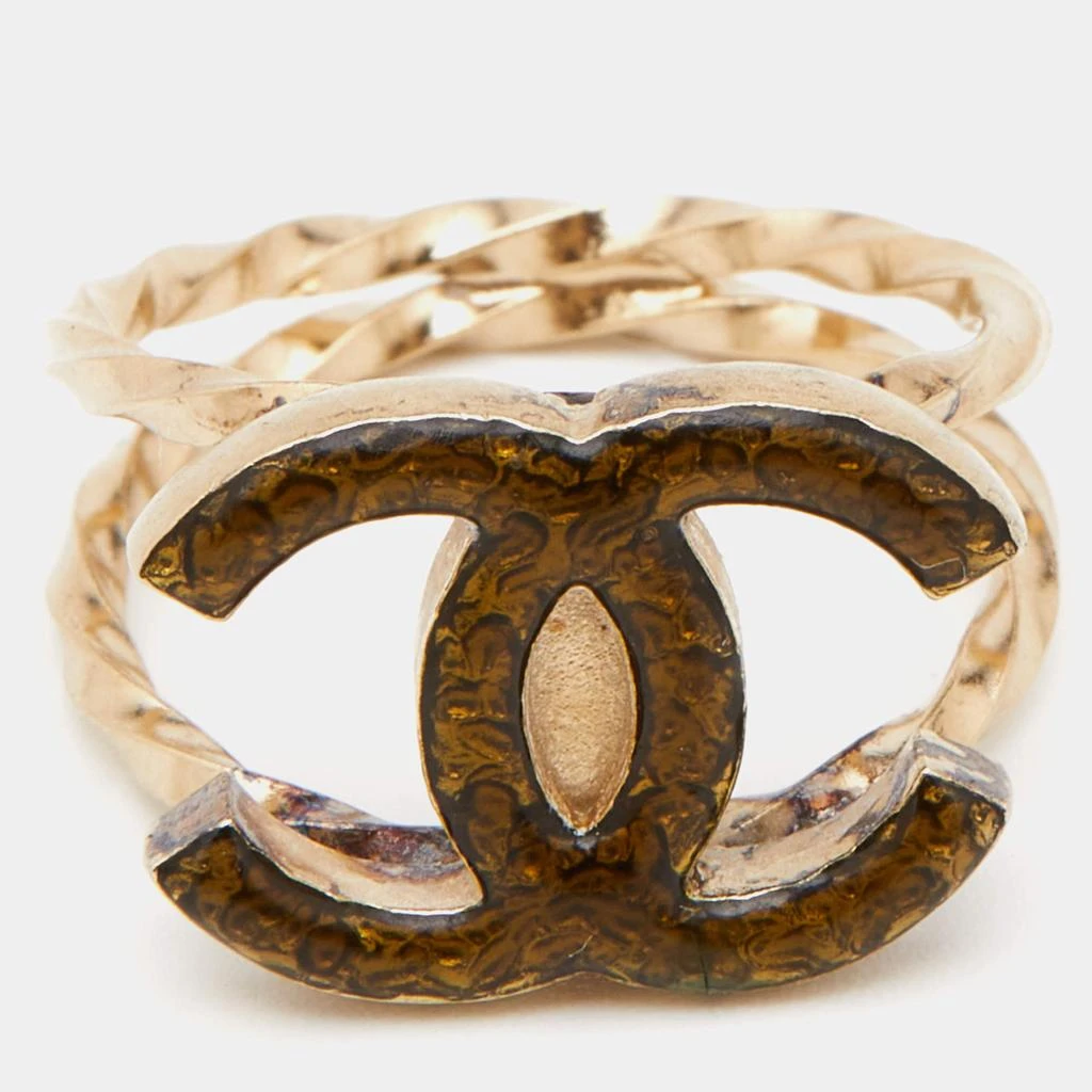 商品[二手商品] Chanel|Chanel CC Resin Gold Tone Ring Size 53,价格¥2621,第2张图片详细描述