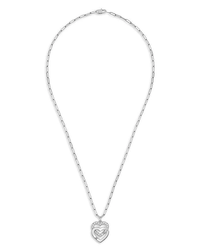 商品Dinh Van|18K White Gold Double Coeurs Diamond Pendant Necklace, 17.7",价格¥30803,第1张图片