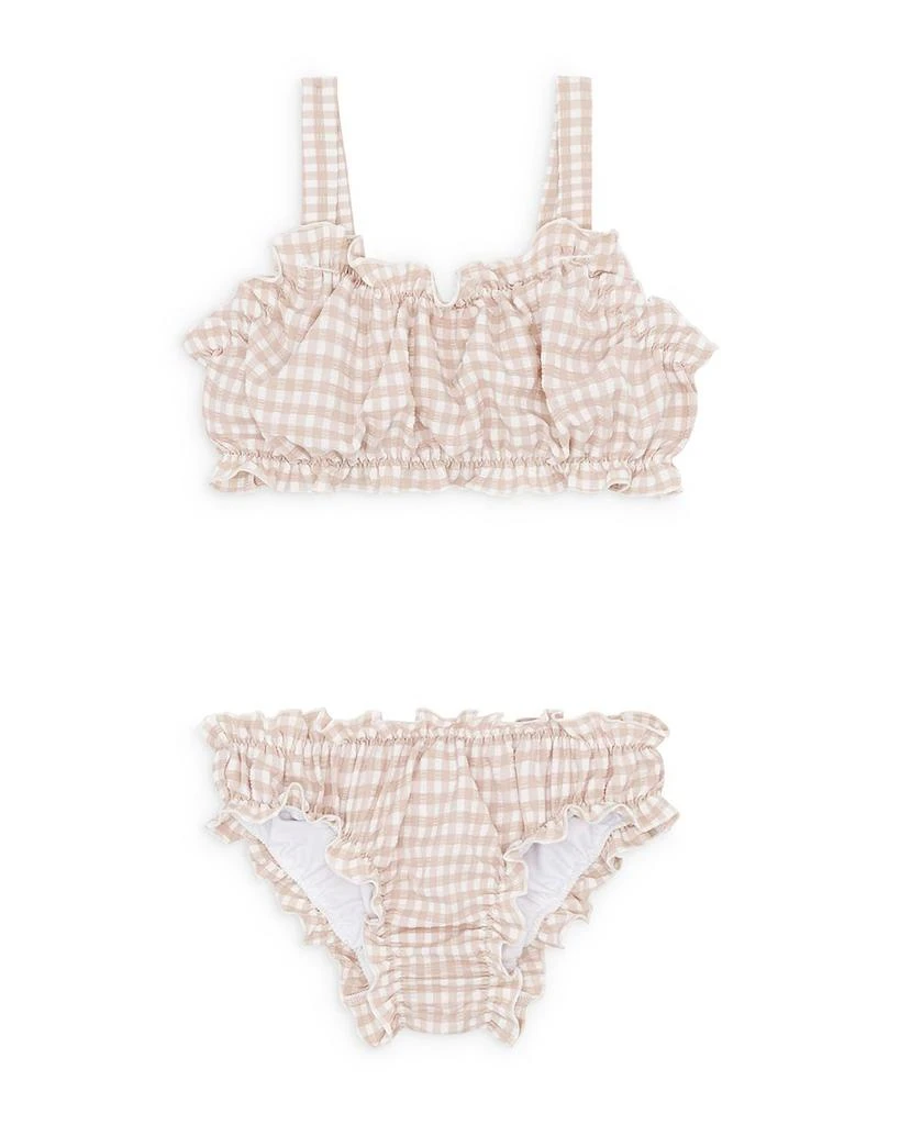 商品Minnow|Girls' Crinkle Gingham Ruffle Two Piece Swimsuit - Little Kid, Big Kid,价格¥500,第1张图片