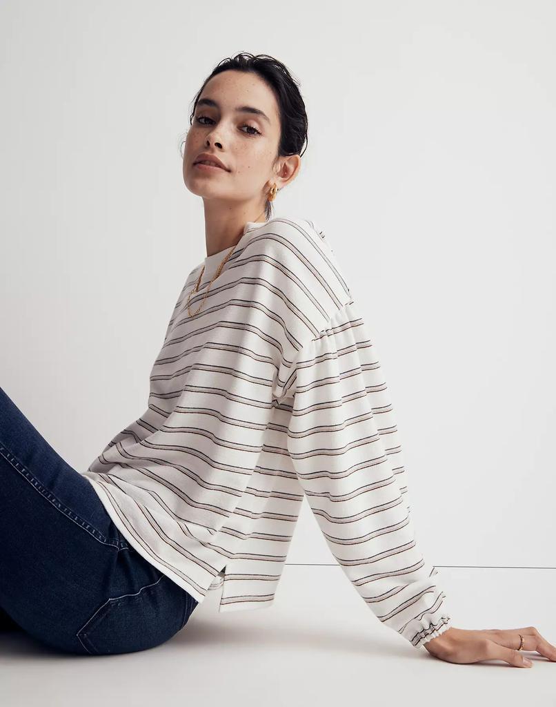 商品Madewell|Cotton Long-Sleeve Tee in Stripe,价格¥516,第4张图片详细描述