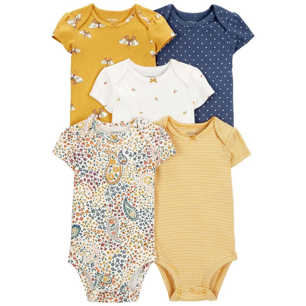 商品Carter's|Baby Girls Short Sleeve Original Bodysuits, Pack of 5,价格¥133,第1张图片