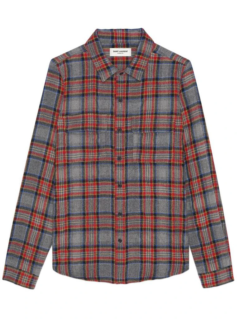 商品Yves Saint Laurent|Classic western shirt in checked cotton and wool,价格¥2711,第1张图片