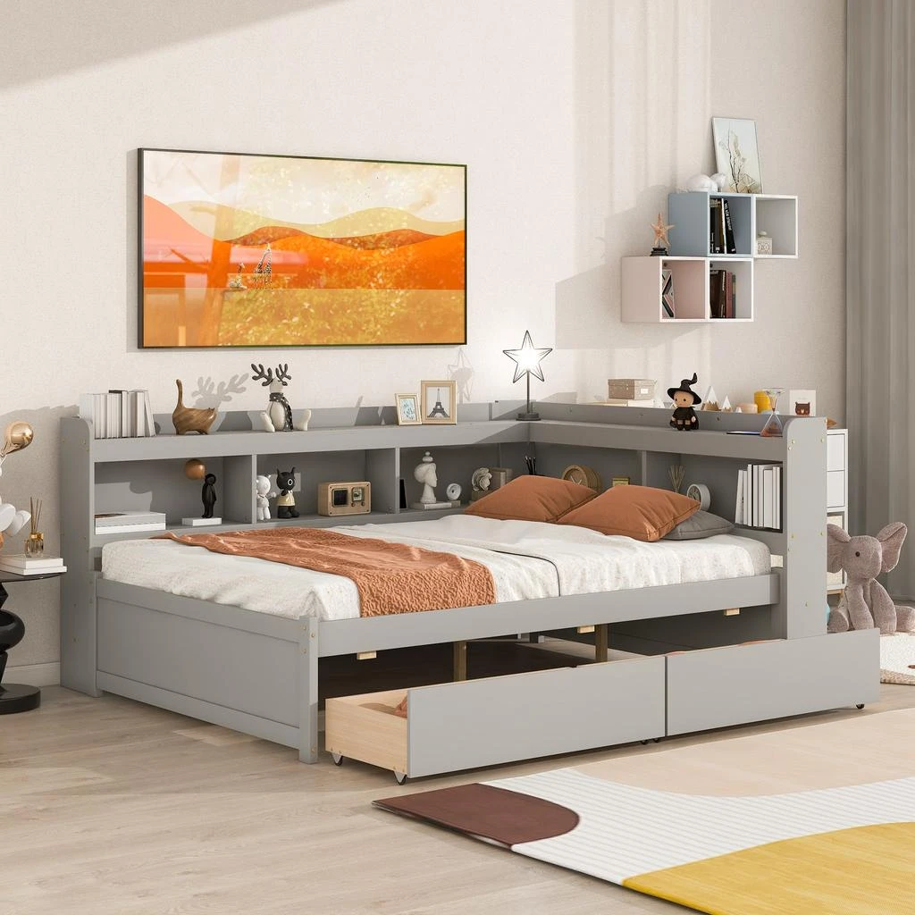 商品Simplie Fun|Full Bed with L-shaped Bookcases,价格¥7242,第2张图片详细描述