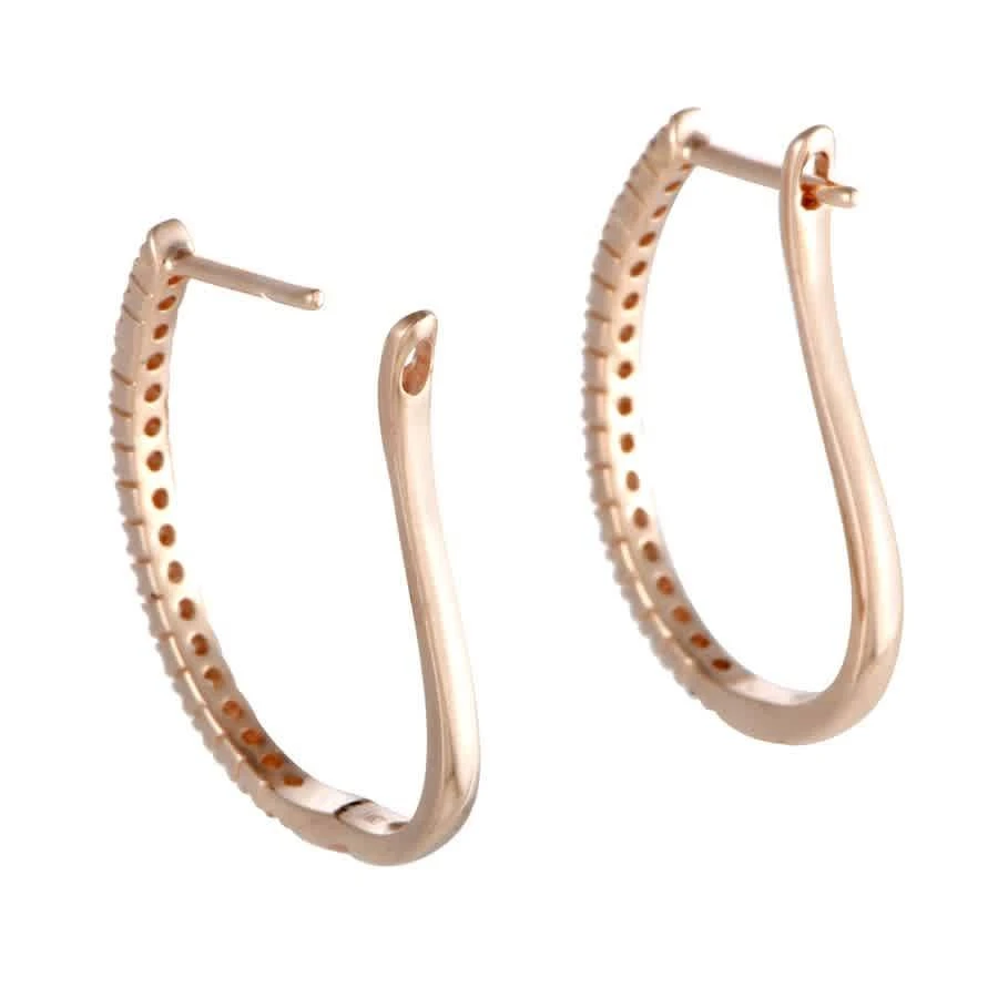 商品LB Exclusive|.50ct 14K Rose Gold Diamond Oval Hoop Earrings,价格¥4790,第3张图片详细描述