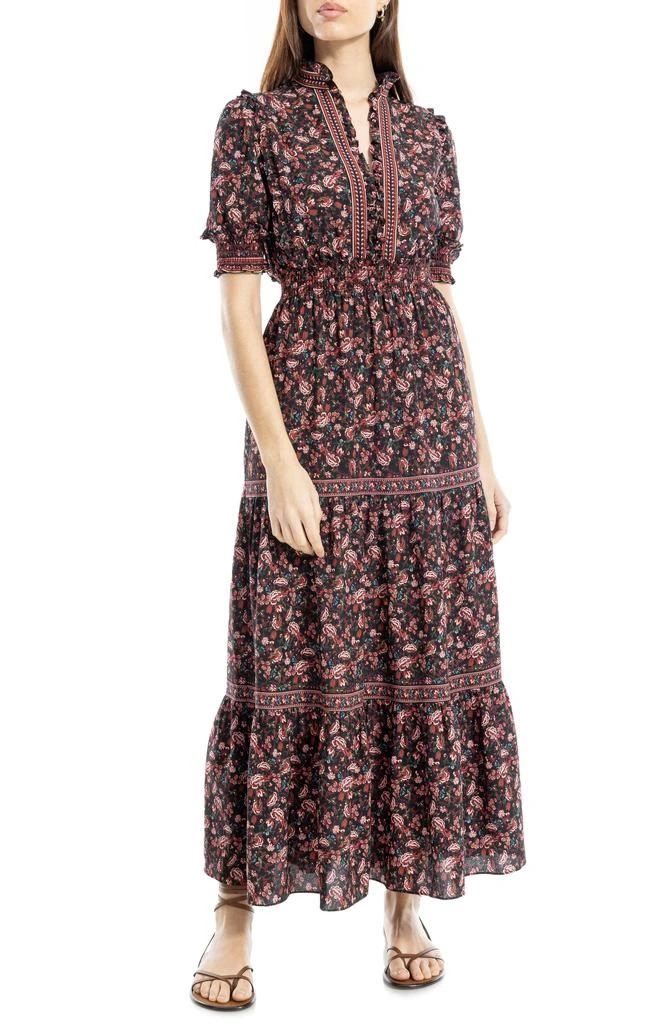 商品Max Studio|Ruffle Collar Print Tiered Maxi Dress,价格¥325,第1张图片
