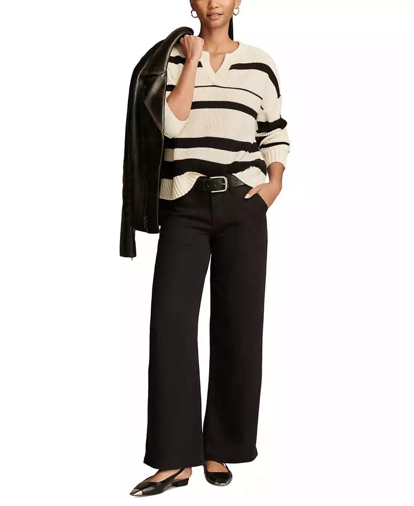 商品Lucky Brand|Women's Striped Notched-Neck Sweater,价格¥340,第4张图片详细描述