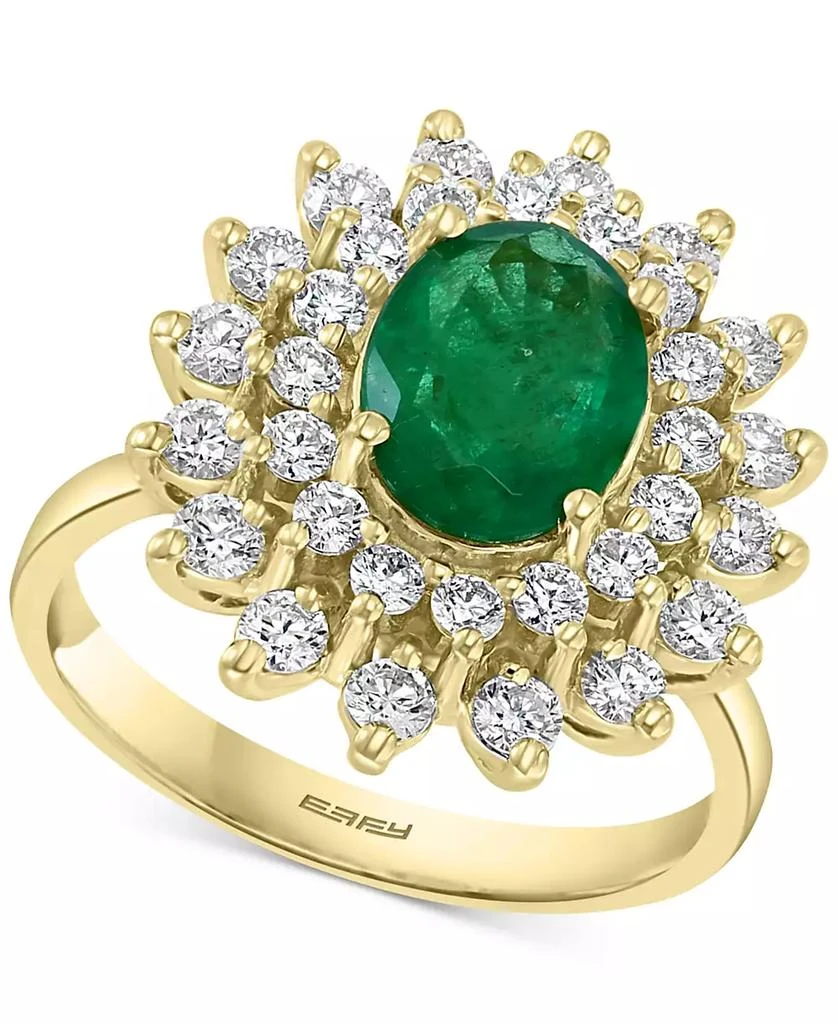 商品Effy|EFFY® Emerald (1-1/2 ct. t.w.) & Diamond (1 ct. t.w.) Ring in 14k Gold,价格¥23782,第1张图片