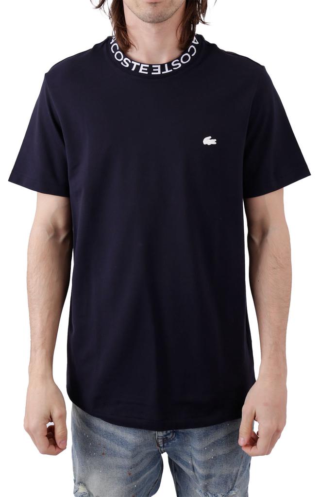 Branded Collar Ultra-Lightweight Piqué T-Shirt - Navy Blue商品第1张图片规格展示