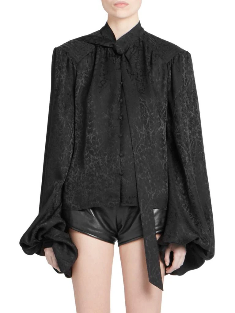 商品Yves Saint Laurent|Leo Jacquard Tie-Neck Blouse,价格¥7734,第2张图片详细描述