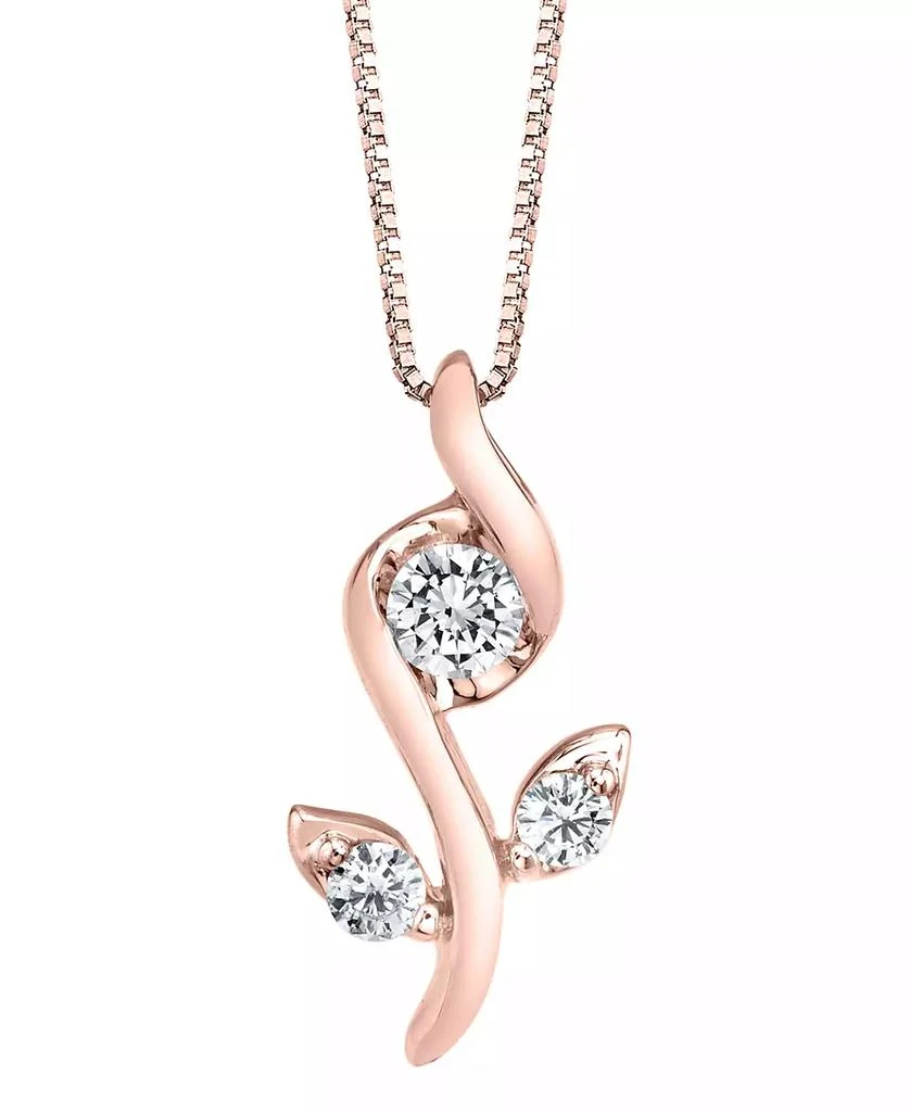 商品Sirena|1/0 ct. t.w.Diamond Rose Pendant in 14k White, Yellow or Rose Gold,价格¥2393,第1张图片